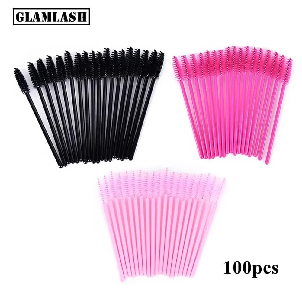 100Pcs Disposable Micro Eyelash Comb Brush Spoolers Makeup Kit lash Extension Brushes Mascara Applicator Wand Lash Eyebrow Brush