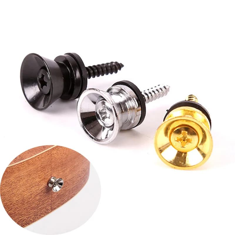 2Pcs Guitar Pegs for Acoustic Electric Bass Ukulele Guitar Strap Buckle Button Lock Pins Metal End Locking Accessories Parts