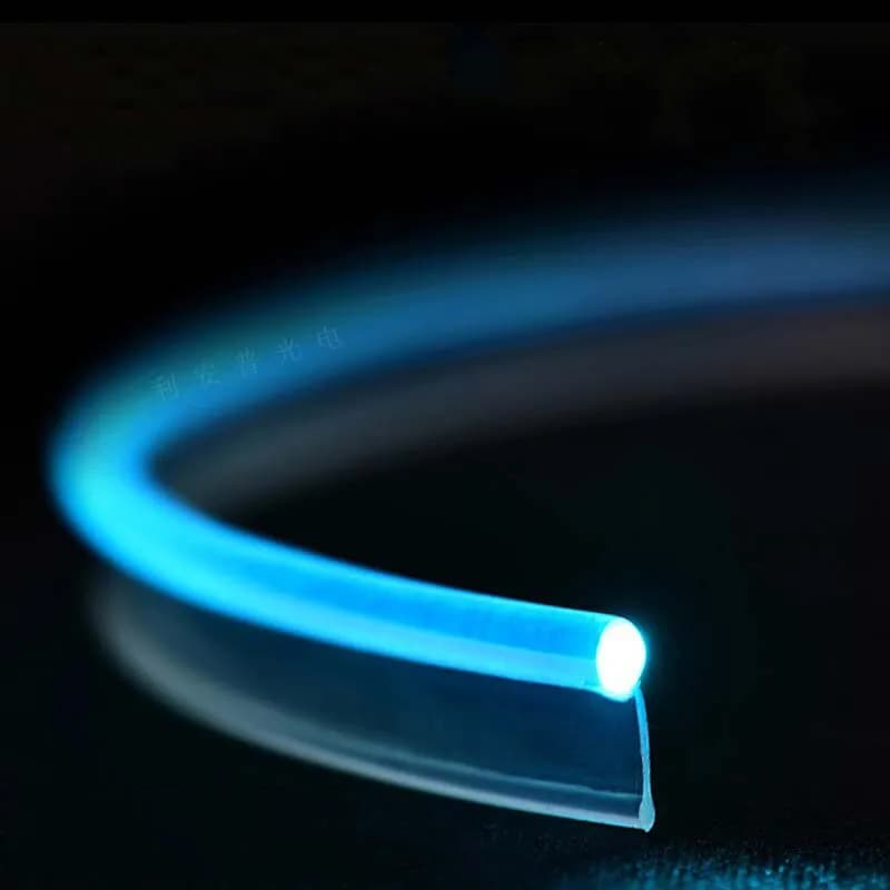 Dia.3mm T-type Invisible Skirt Side Glow Fiber Optical Cable DIY w/Skirt Wing Car interior Pickup light RGB lighting Decoration