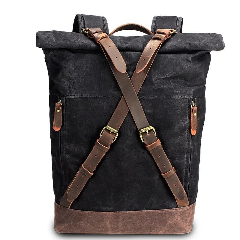 Retro Canvas Leather Backpacks For Men Waterproof Rucksacks Big Capacity Youth Locomotive Motorcycle Fashion Backpack Schoolbag