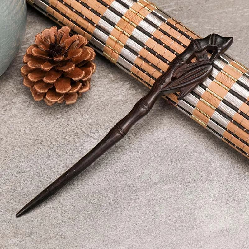 Handmade Carving Ancient Chinese Hairpin Black Sandalwood Hair Forks Clips Women Girls Hanfu Dress Wooden Hair Styling Ornaments
