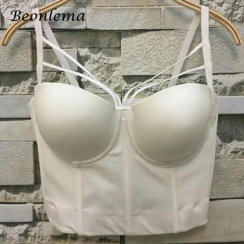 Beonlema Sexy Bustiers Gothic Corset Top White Black Overbust Corsets Women Sexy Goth Steampunk Clothing Short Korse S-XL