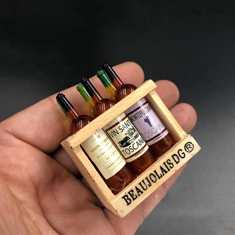 1/6 Scale Red Wine Bottles with Wooden Stand for 12''Figures Accessories DIY