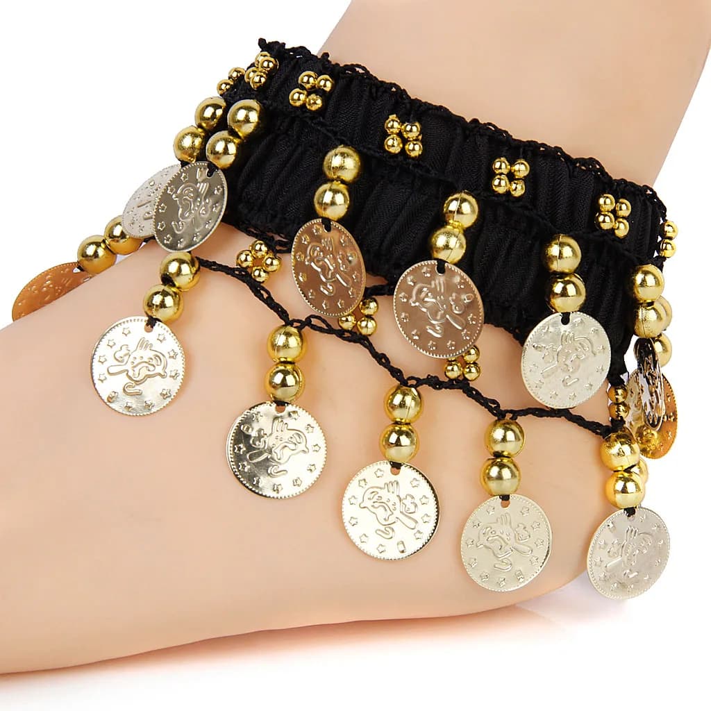 COINS ANKLET BRACELET INDIA BOLLYWOOD BELLY DANCE TRIBAL CHUNKY ARM CUFF