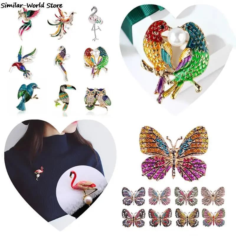 2021 Multicolor Bird Brooch Pins Quality Enamel Animal Brooches New Year Jewelry Gift