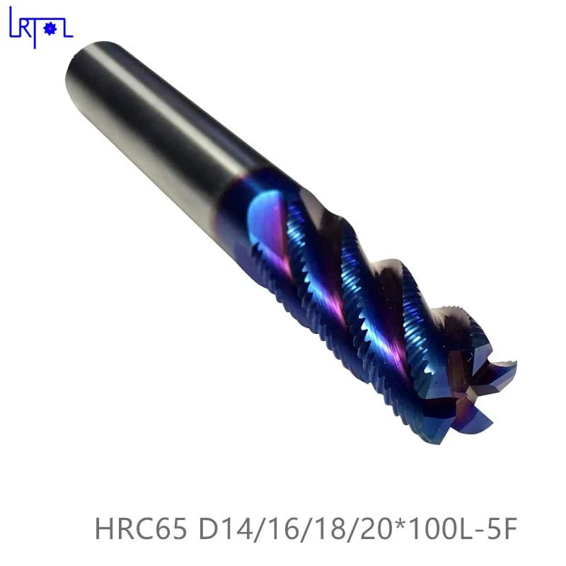 2PCS HRC65 D14/16/18/20*100MM 5Flutes tungsten solide Roughing End Mills Spiral Bit Milling Tools Carbide CNC Router bits