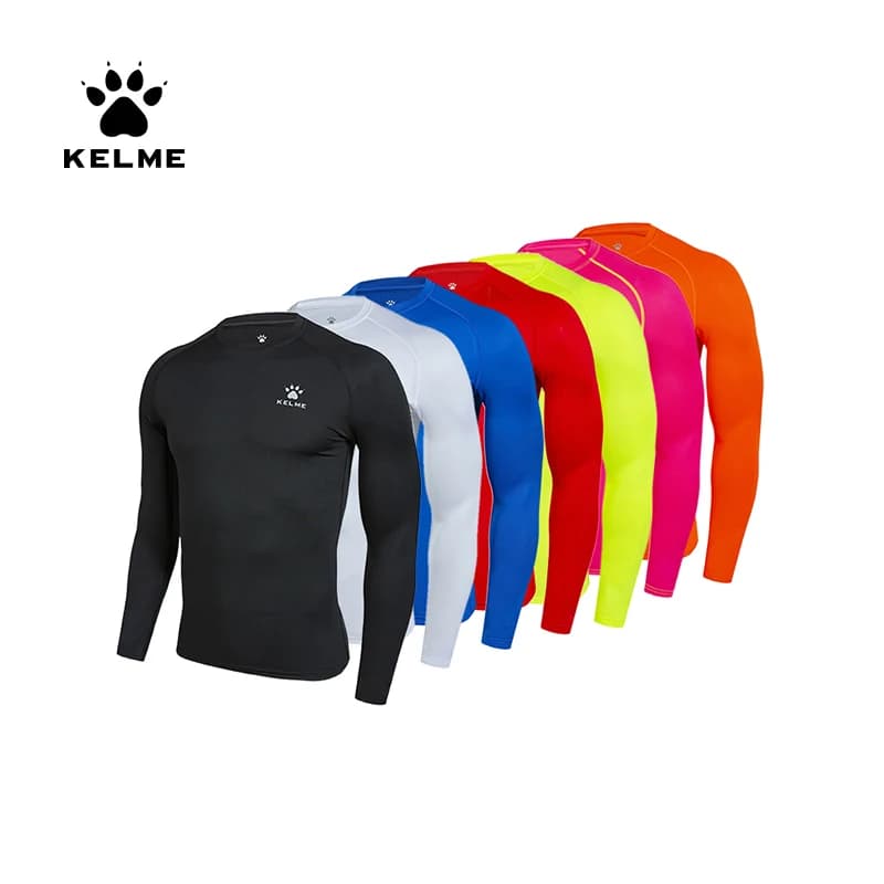KELME Compression Tights Mens Long-Sleeved Sports Soccer Fitness Quick-Drying Training Football Kids Fleece Base Shirt 3891113-1