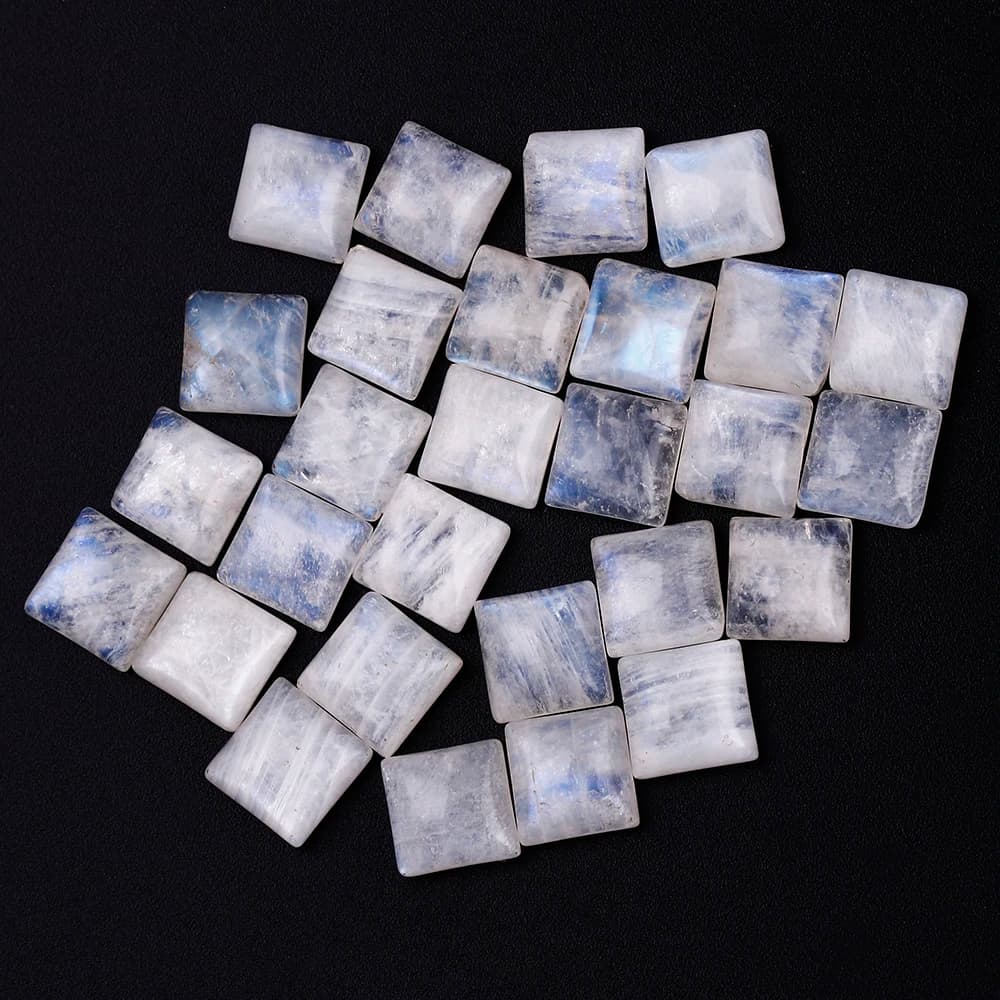Square Cut Natural Moonstone 8x8MM Loose Stones with Blue light Wholesale Decoration Gemstone Jewelry Gift 10 pcs/set