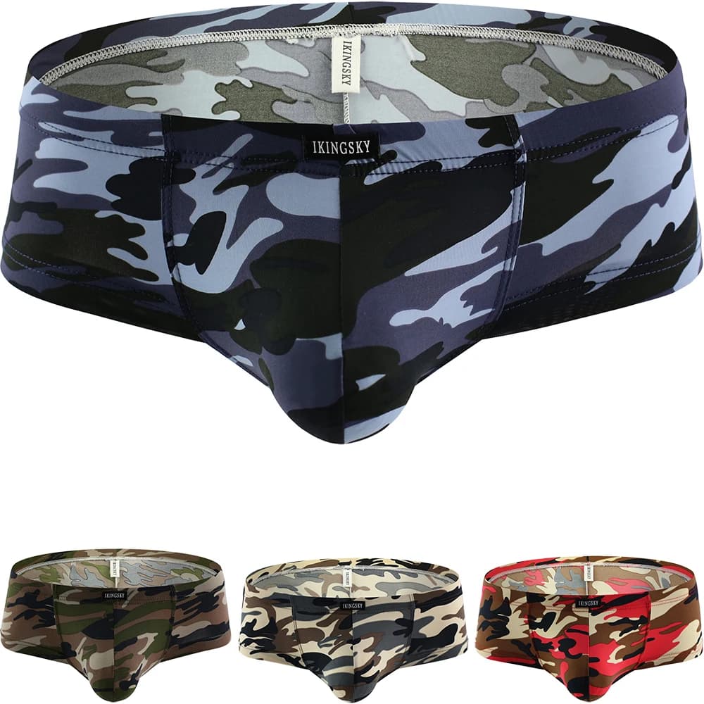 iKingsky Men's Camouflage Cheeky Boxer Sexy Mini Cheek Underwear Stretch Brazilian Back Mens Under Panties