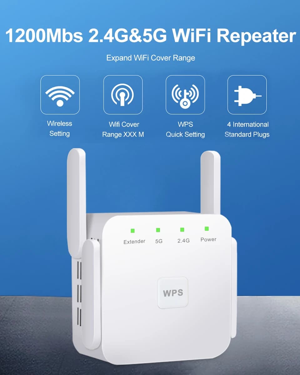 5 Ghz WiFi Repeater Wireless Wifi Extender 1200Mbps Wi-Fi Amplifier Long Range Wi fi Signal Booster 2.4G Wifi Repiter