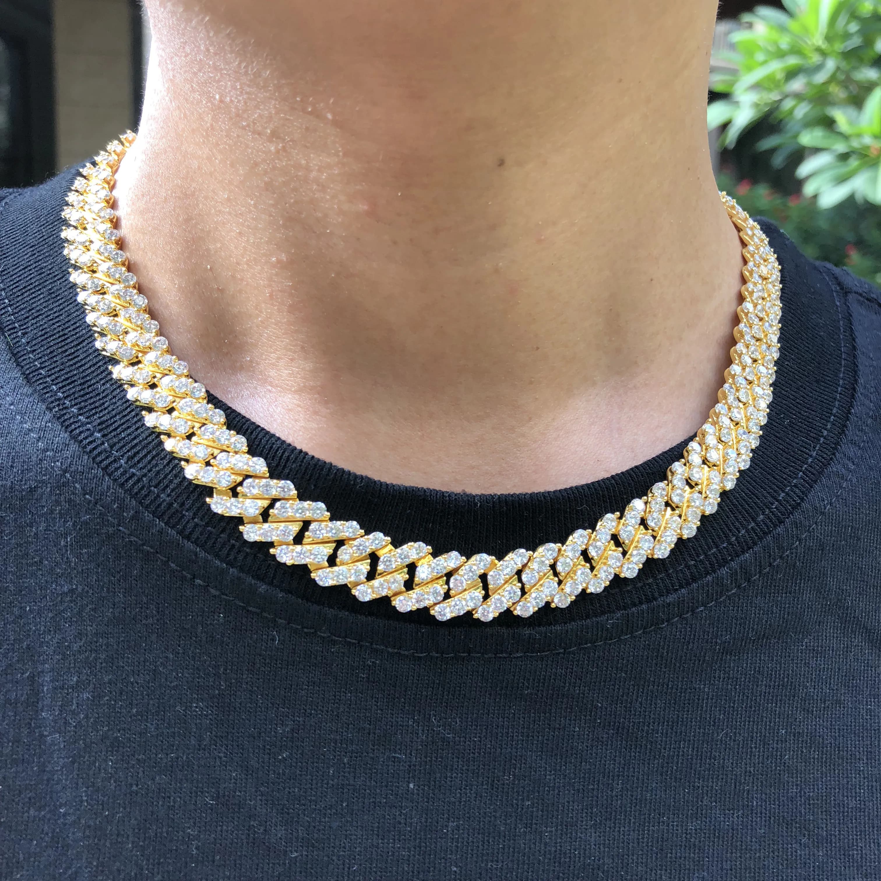 10mm iced out cuban link chain for women