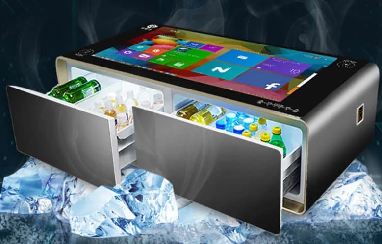 21.5 32 43" inch  Waterproof 10 Touch Points LCD  multi touch Screen Coffee Table with refrigerator built in