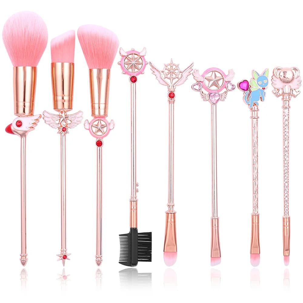 Cute Cardcaptor Sakura Makeup Brushes Set Outfit Pink Synthetic Hair Rose Gold Brush Professional Artist Brush Tool Top Quality