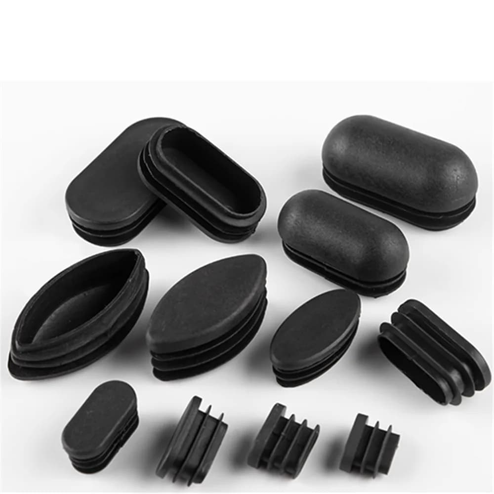 Black Oval Oblong Rectangle Plastic Blanking End Cap Tube Pipe Inserts Plug Bung Furniture  Protection Gasket Dust Seal