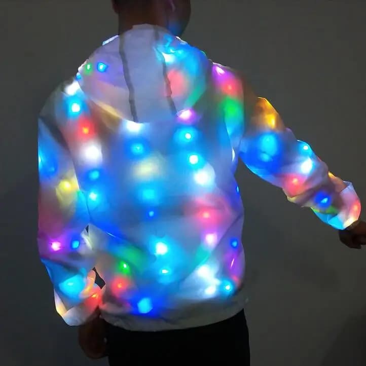 Led Hoodies Men Colorful Coat Luminous Jacket Performance Lighting Cloth Stage Dance Flicker