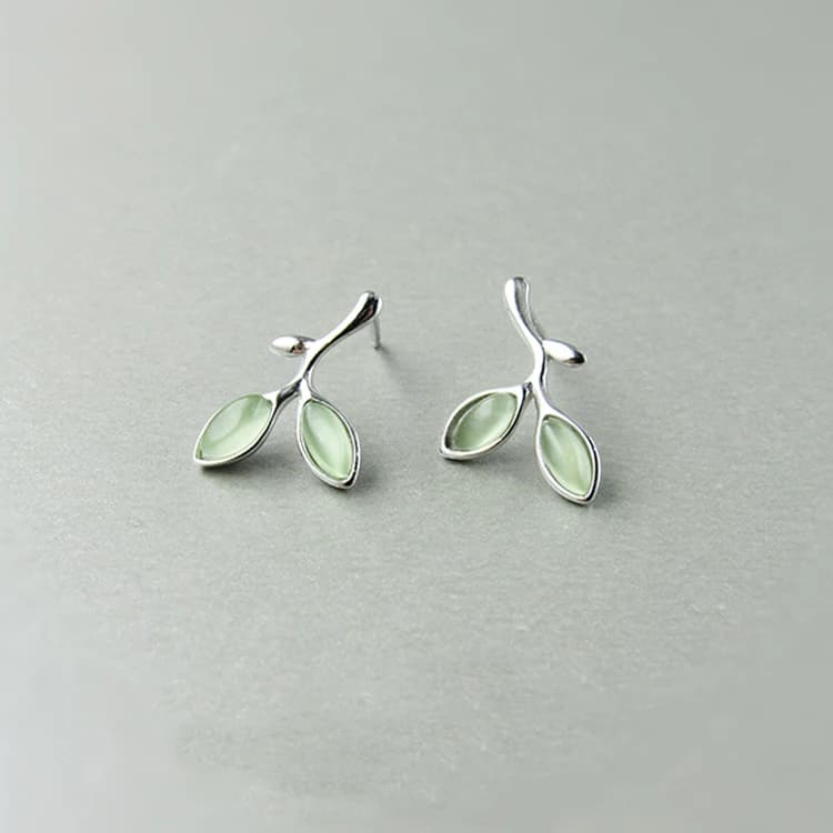 REETI Geometric circle Green leaves Earrings 925 Sterling Silver Earrings for Women Statement Jewelry Brincos Pendientes bijoux