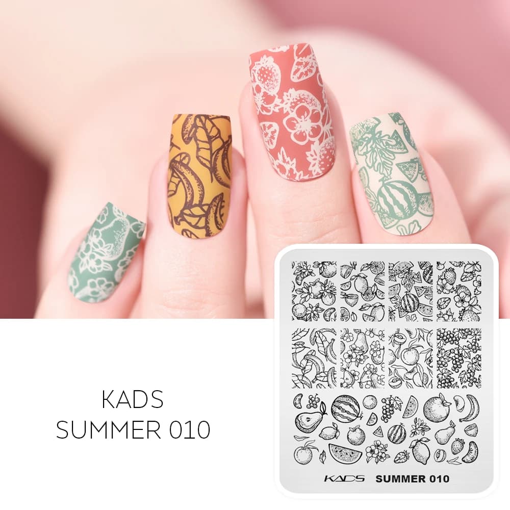 KADS Nail Stamping Plates Summer Theme Flamingo Leaves Overprinting Manicure Stamping Templates Stencil for Nail Art Stamper