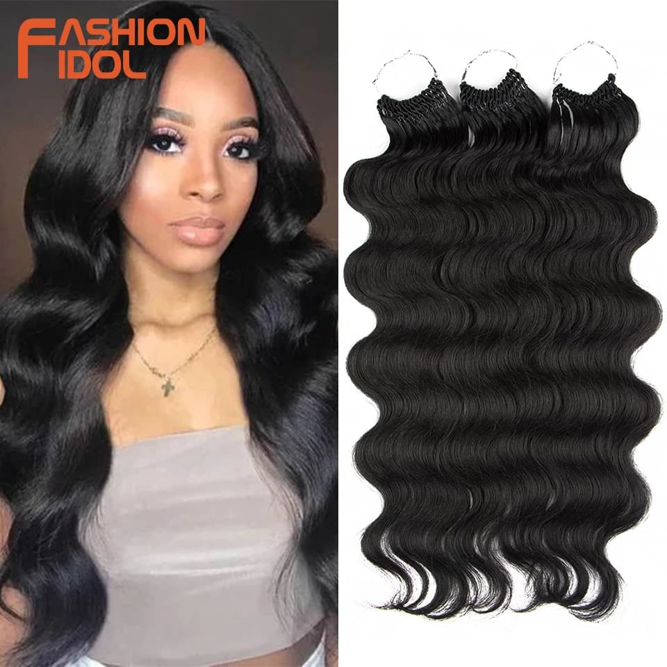 FASHION IDOL Body Wave Crochet Hair 22Inch Soft Long Synthetic Hair Goddess Braids Natural Wavy Ombre 613 Blonde Hair Extensions