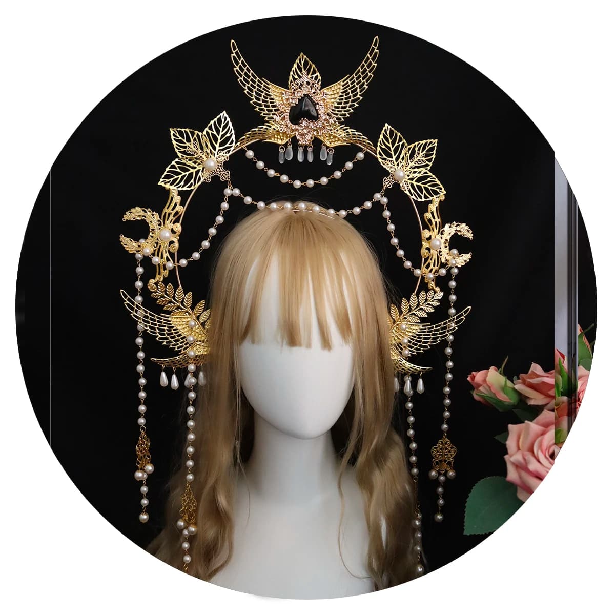 DIY Non finished products Halo Crown Headpiece Angel Feather Wings Halloween Women Hair Accessories  Bride Headwear KC Tiaras