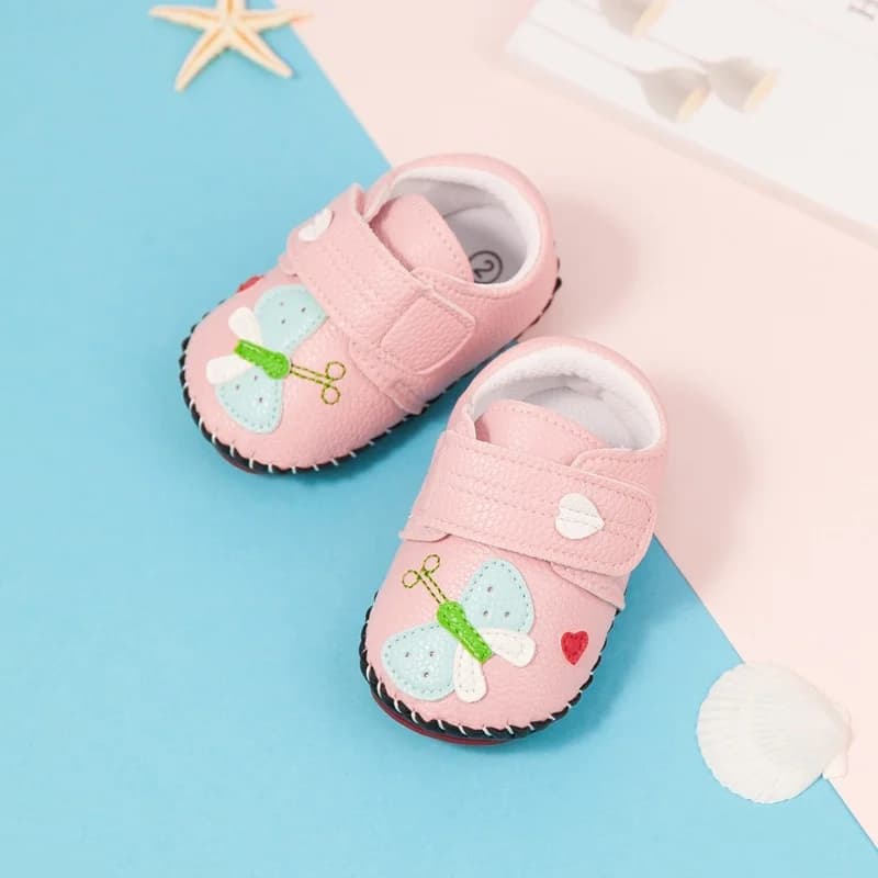 2022 New Baby Shoes Boy Girl Shoes Heart  Animal Leather Rubber Sole Anti-slip Soft Bottom Newborns First Walkers Infant Shoes