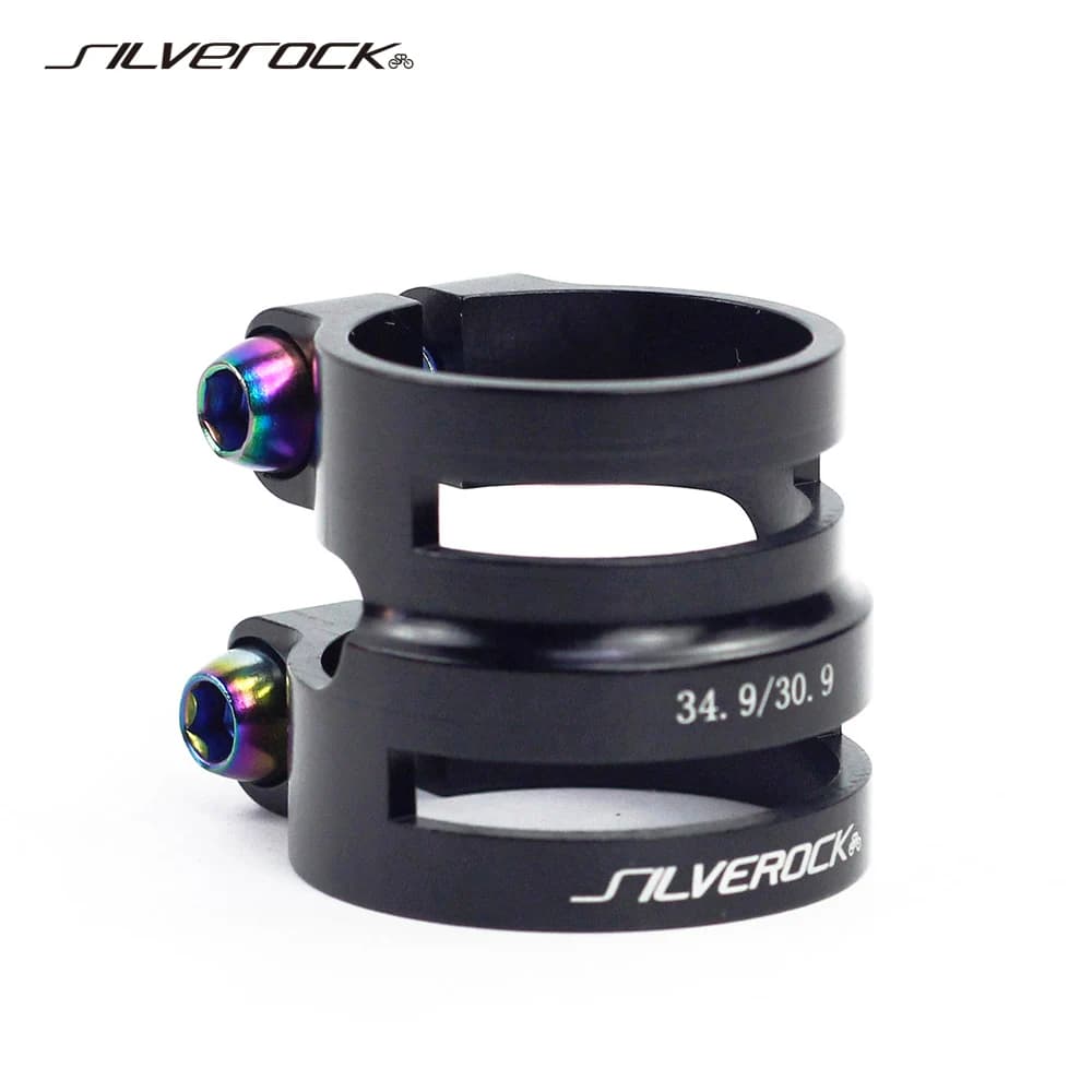 SILVEROCK Aluminum Double Seatpost Collar Clamp 27.2 / 31.8mm  31.8 / 34.9mm 30.9mm for Road Bike MTB Carbon Frame Balance Bike