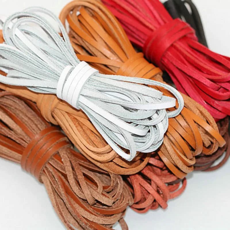 5 meters Black/Brown/Coffee/red 3mmx2mm flat Genuine Leather Jewelry Cord String Lace Rope DIY Necklace Bracelet Finding