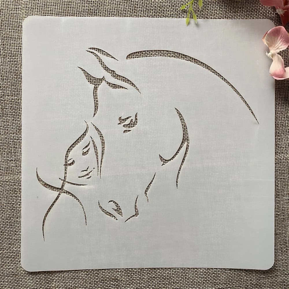 20*20cm Princess Girl and Horse DIY Layering Stencils Wall Painting Scrapbook Coloring Embossing Album Decorative Template