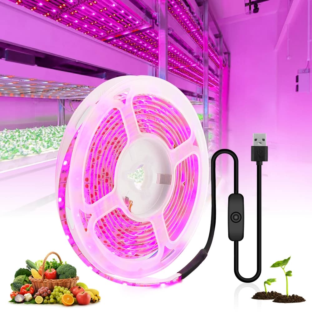 USB Full Spectrum LED Grow Light Strip 0.5m 1m 2m 3m 4m 5m 2835  DC5V LED Fitolampy Grow Lights for Indoor Plant Flower Seedling