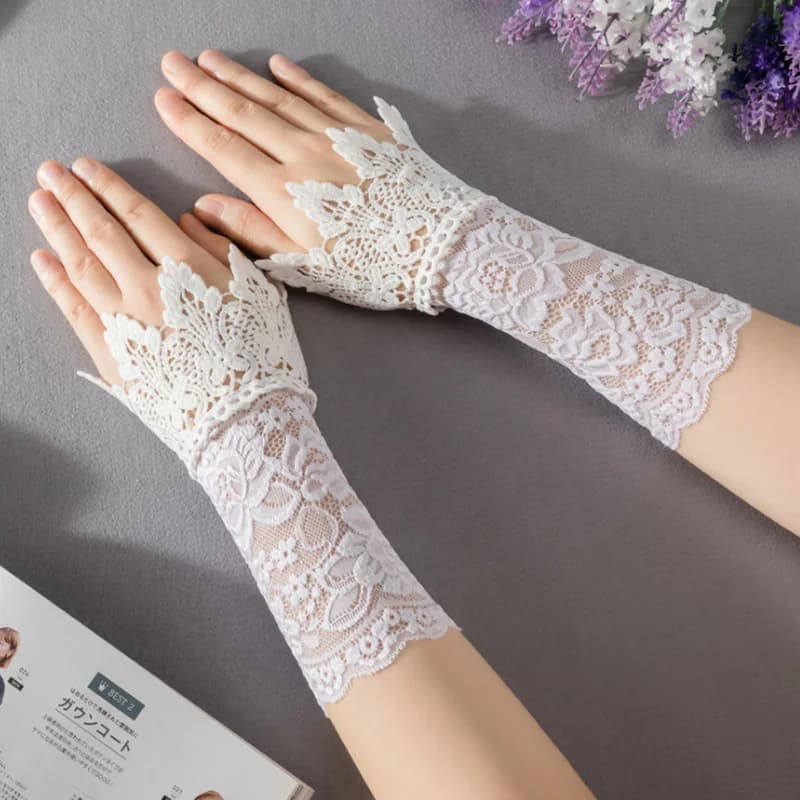 White Lace Detachable Cuffs For Women Sweater Vintage Black Nay Grey Apricot Flase Lace Wrist Cuffs DIY Decorated Sleeve Cuffs