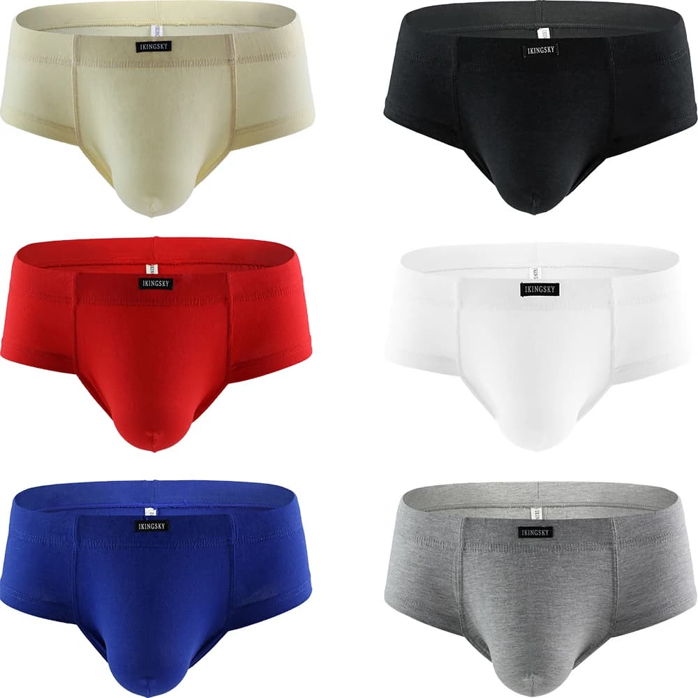 Men's Seamless Front Pouch Briefs Low Rise Men Cotton Underwear Sexy Cheeky Under Panties