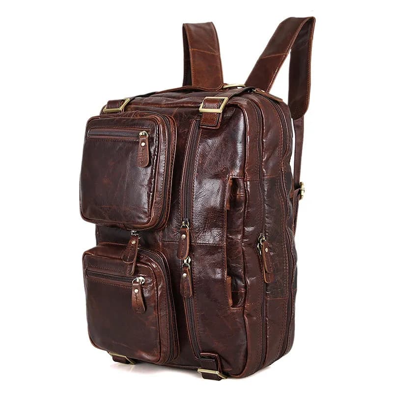 Nesitu Highend Black Brown Chocolate 100% Real Genuine leather Men's Backpack Business Shoulder Travel Bag Portfolio M7026