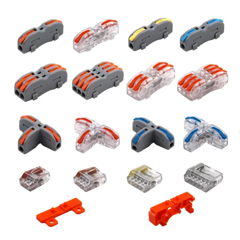 Wire Connectors Mini T Rail Type Fast Universal Compact Conductor Wiring Cable Electrical Connector Push-in Butt Terminal Block