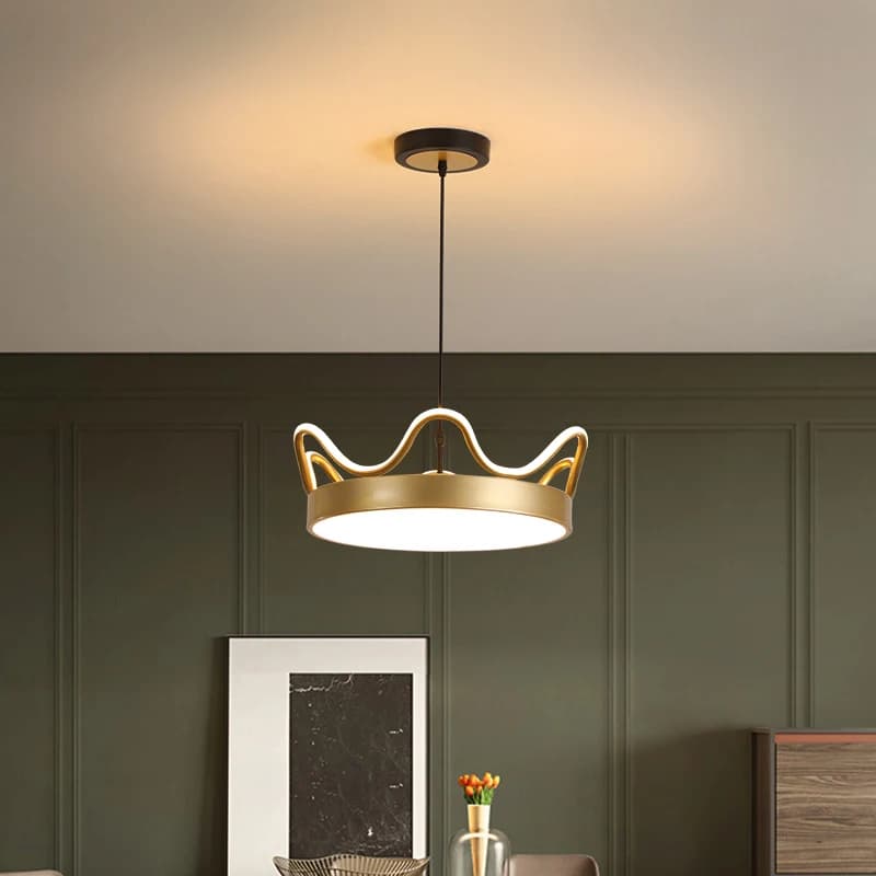 Modern led circle chandelier bedroom room minimalist lamp Door Balcony baby room decoration golden crown kids room chandelier