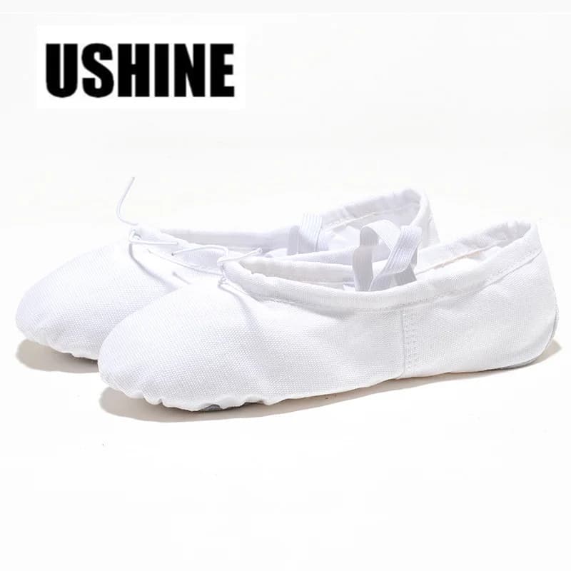 USHINE EU22-45 Cloth Head Yoga Slippers Teacher Gym Indoor Exercise Canvas White Ballet Dance Shoes For Kids Girls Woman