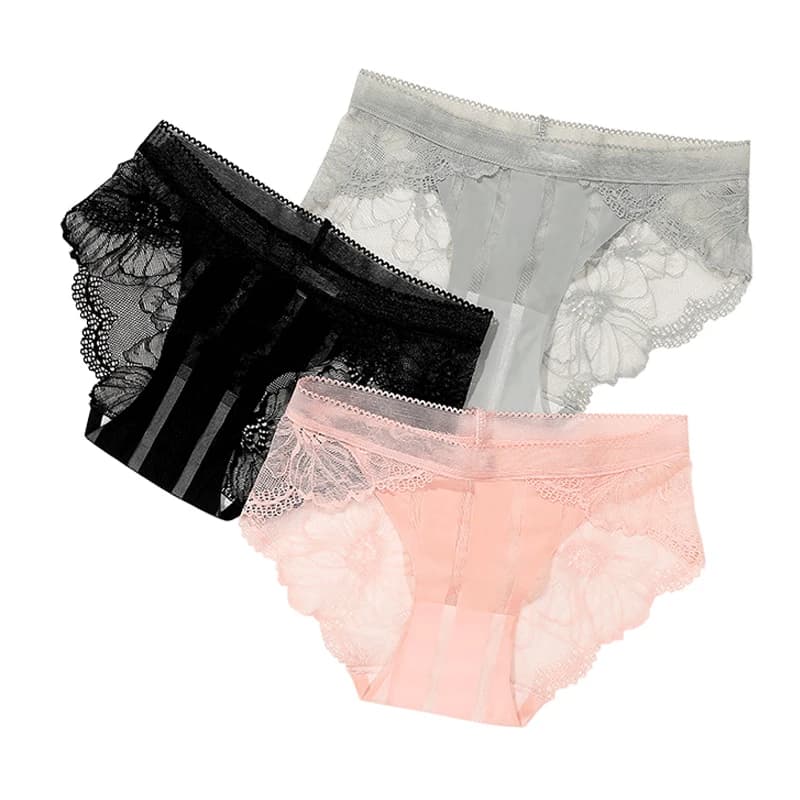 ZJX 3Pcs/set Sexy Lace Panties Women Cotton Crotch Fashion Underwear Girls Briefs Sexy Underpants for Female Lingerie L XL