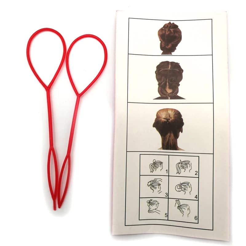 2Pcs/Set Ponytail Creator Plastic Loop Black Pony Topsy Tail Clip Hair Accessories Braiding Maker Styling Tool For Women Girls