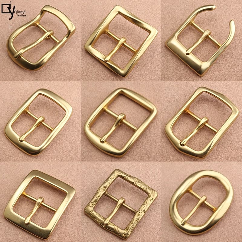 Solid Brass Belt Buckle 40mm Belt Buckle For Men Stainless Steel Single Pin Belt Half Buckle for Leather Craft Jeans Webbing