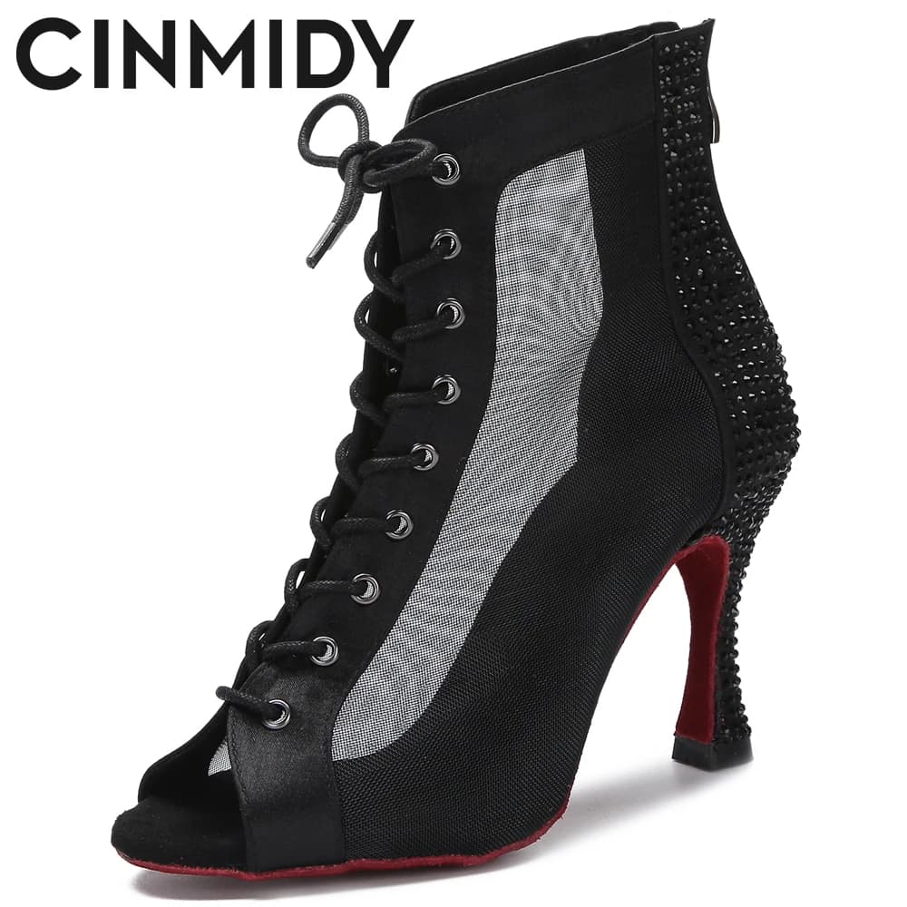 New Latin Dance Boots Salsa Tango Pole Dance Shoes For Women Sexy Belly Dance Shoes Professional Ballroom High Heels CINMIDY