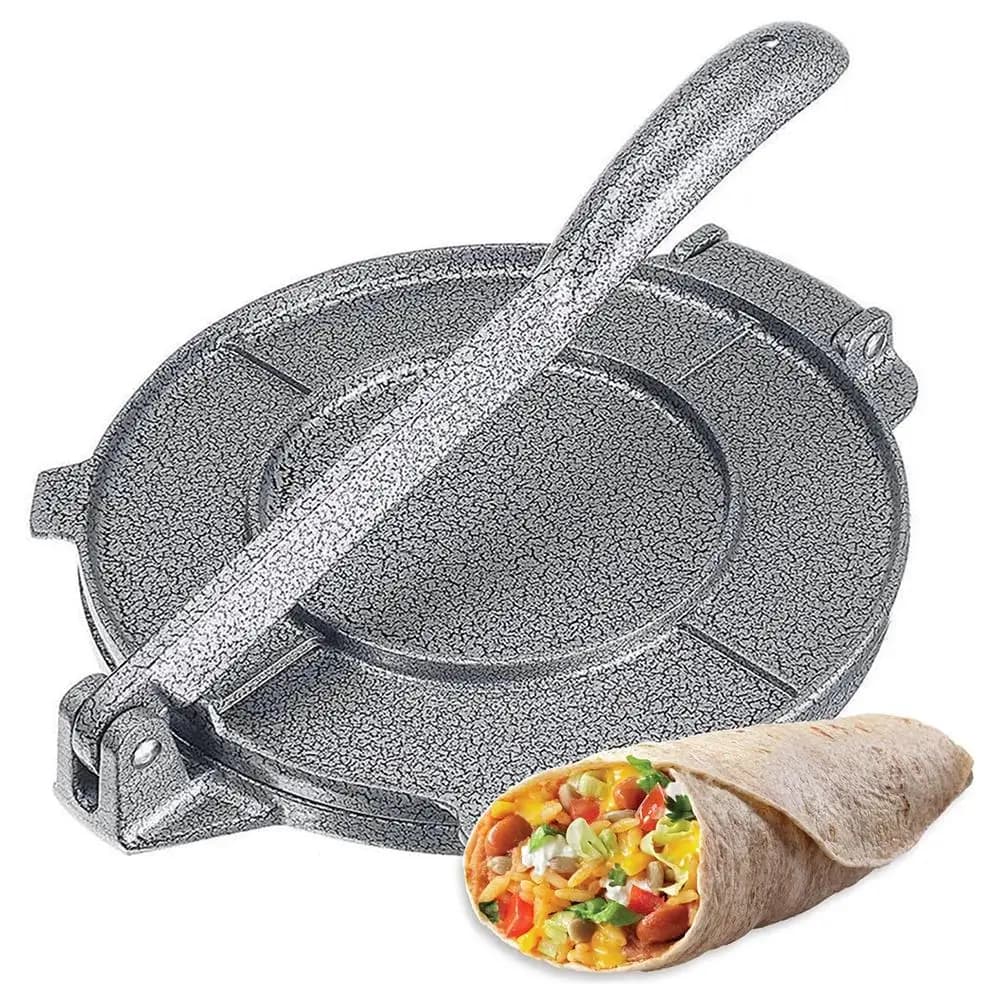 8 Inch Tortilla Press Maker Non-Stick Flour Corn Aluminium Foldable Corn Dough Press Machine Coated Flat Easy Cleaning