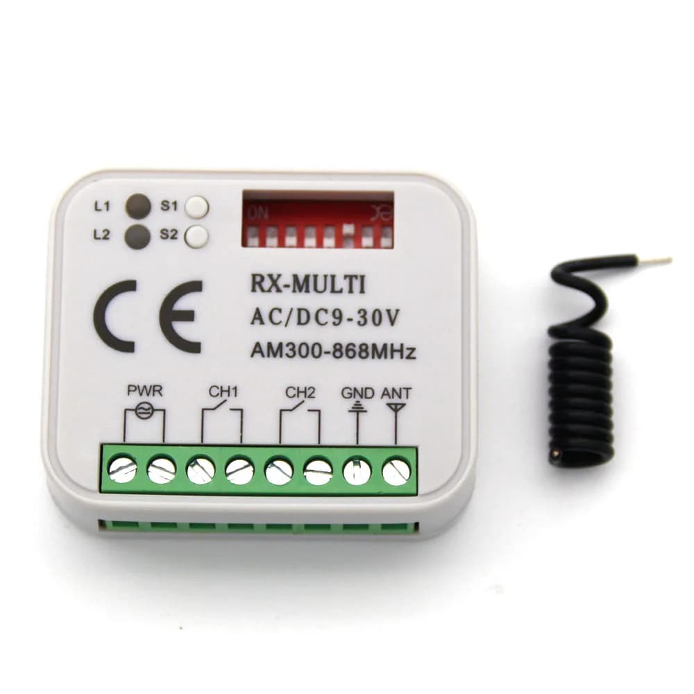 RX-MULTI AC DC 9V 12V 24V 30V 2 Channel Multifrequency Receiver Controller RX MULTI 300-868 MHz Garage Door Opener