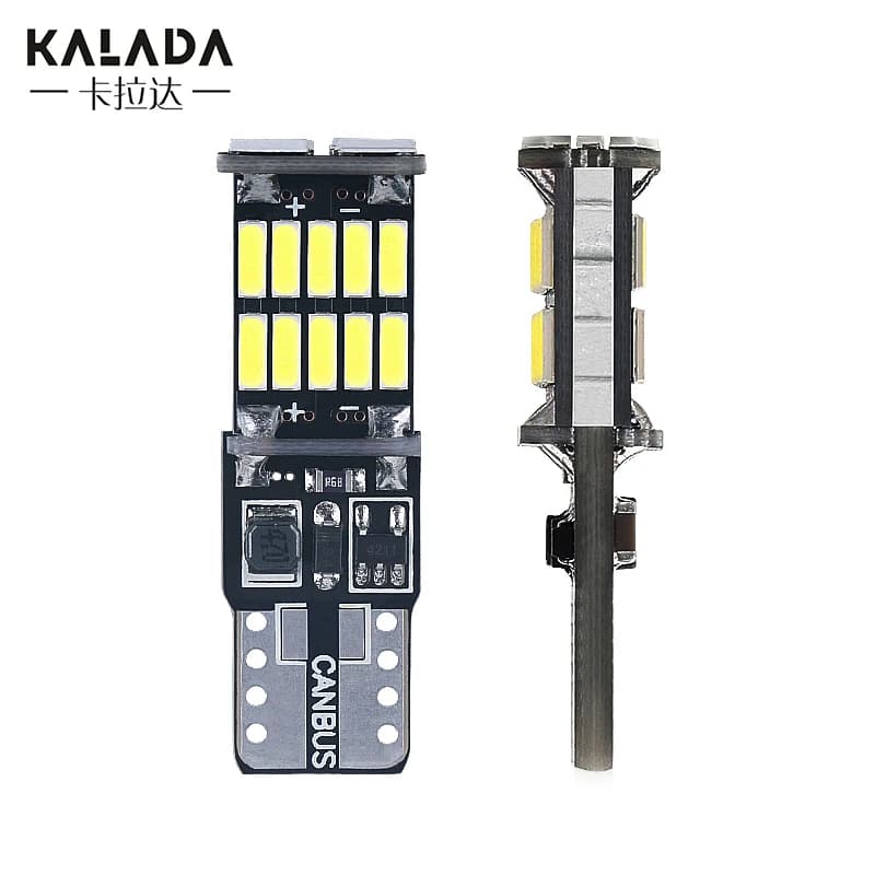 2X Aluminium T10 Car Led 26 4014SMD W5W 194 6000K Pure White Color Light Side Marker Bulbs For Auto Interior Reading Lamp 12V DC