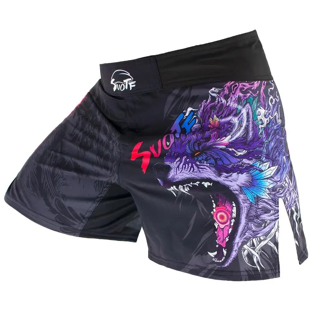 SUOTF Fierce Wolf Breathable Fitness MMA Shorts Tiger Muay Thai Kickboxing Training Shorts muay thai Clothing Sanda Boxing Short