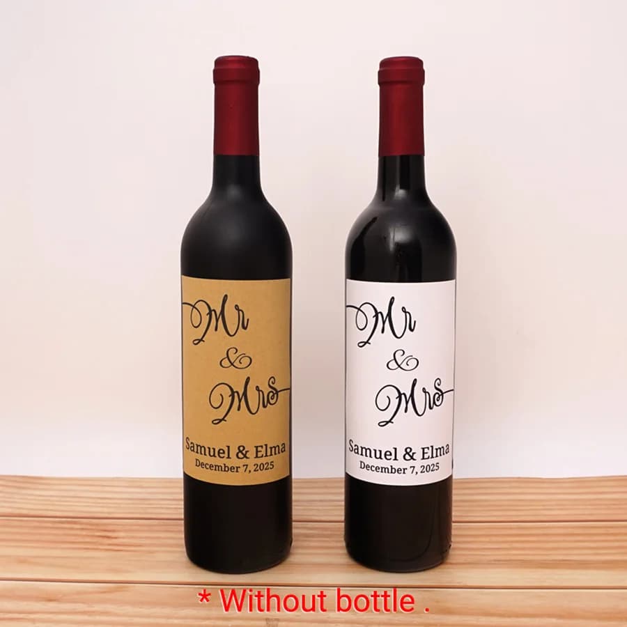 20pcs Personalized Art Letter DIY Wine Bottle Labels Stickers Custom Couple Name and Date for Wedding Decor
