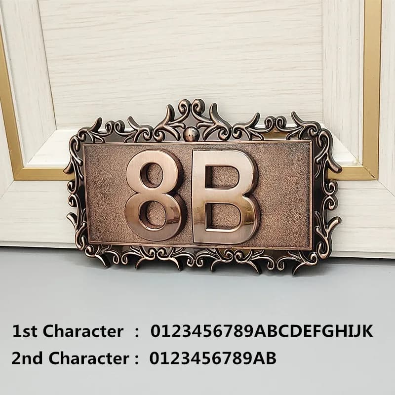 Door Plate House Number Frame ABS Plastic Imitation Metal   Bronze Customize Sign Apartment Address Mailbox Hotel Number Sticker
