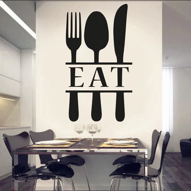 Kitchen Wall Decals Spoon Fork Wall Decor Fork And Spoon Wall Stickers Eat Sign Vinyl Decal For Kitchen Dining Room Decor X780