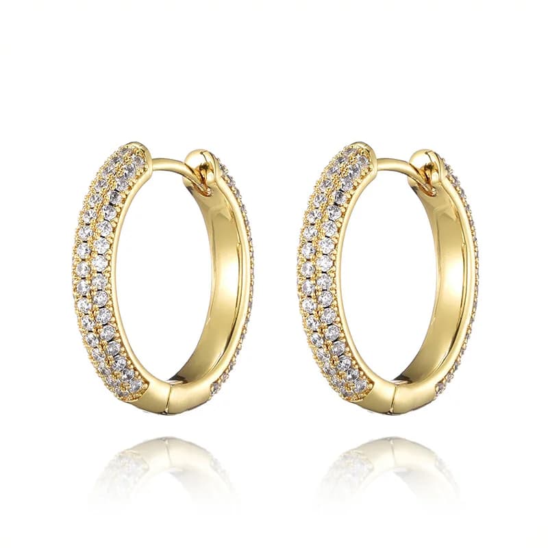 Hip Hop Micro Paved 5A+ Cubic Zirconia Bling Iced Out Circle Stud Earring for Men Women Rapper Jewelry Gifts Gold Silver Color