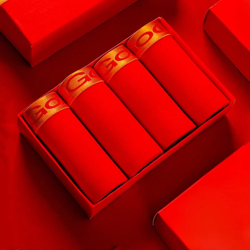 ZJX 4Pcs Women Panties Luck Red Cotton Soft Intimates Breathable Underpants Female Underwear Plus Size 4XL Seamless Briefs