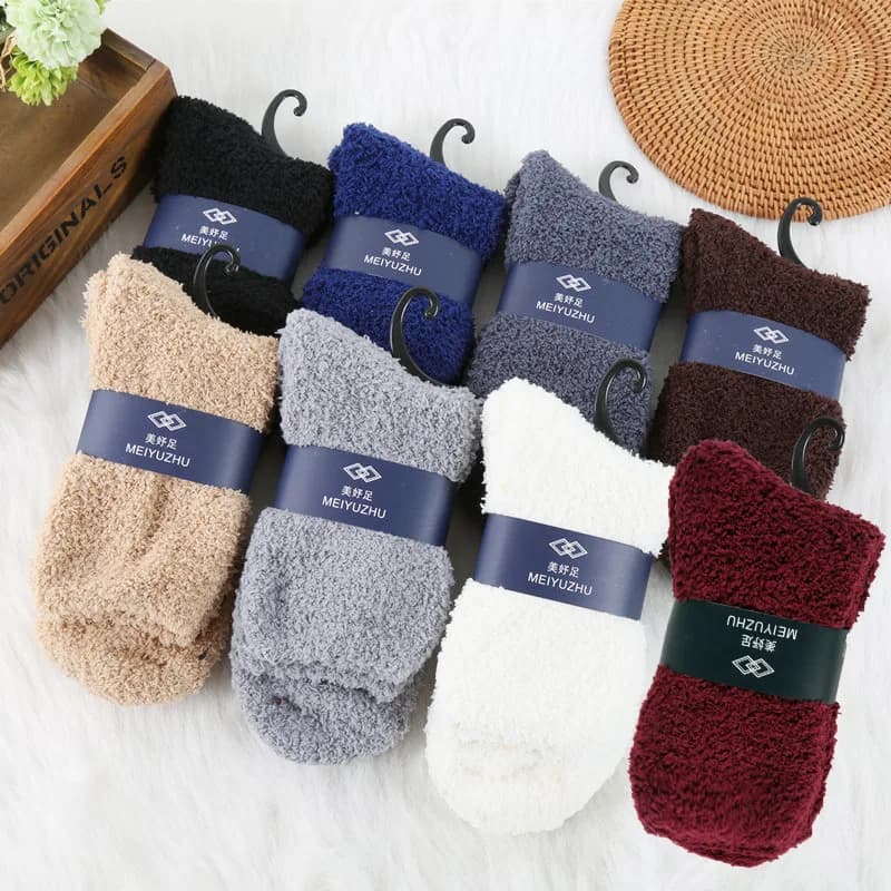 NEW 1 Pair Comfortable Extremely Cozy Pure Cashmere Socks Men Women Winter Warm Sleep Bed Floor Home Fluffy Socks Hot Sale