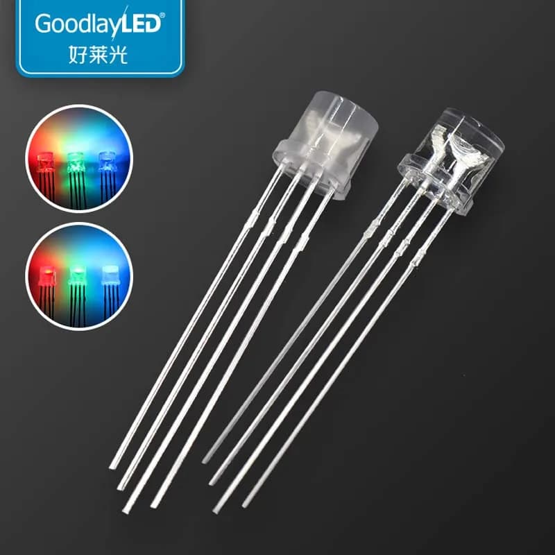 1000PCS Flat Top 5mm RGB LED Transparent/Diffused 4-PIN Multicolor DIP Red Blue Green Full Color Light Diode