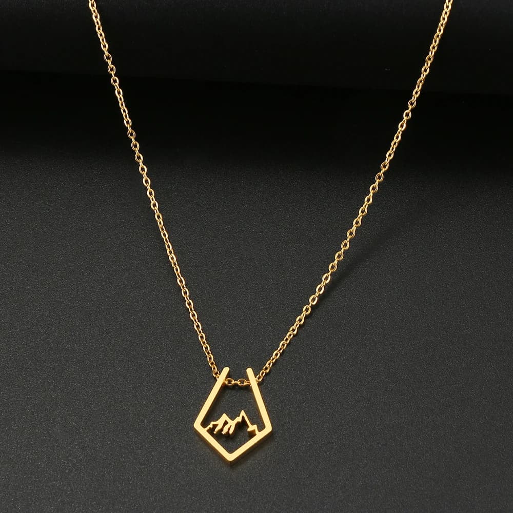 Stainless Steel Necklaces Irregular Mountain Peak Pendant Chain Collar Charm Fashion Necklace For Women Jewelry Party Men Gifts